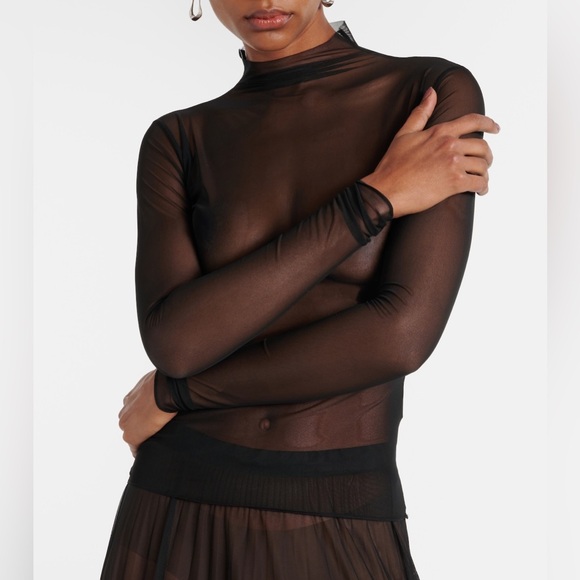 The Frankie Shop Tops - The Frankie Shop Tulia Long Sleeve Mesh Tee – Black (NWT, Size Small)